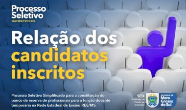 SED divulga relação dos candidatos inscritos no processo seletivo para professores temporários