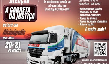 Carreta da Justiça inicia atendimentos de 2025 em Alcinópolis e Figueirão