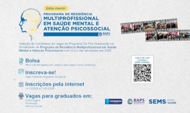 Prefeitura abre Residência em Saúde Mental para enfermagem, psicologia e serviço social