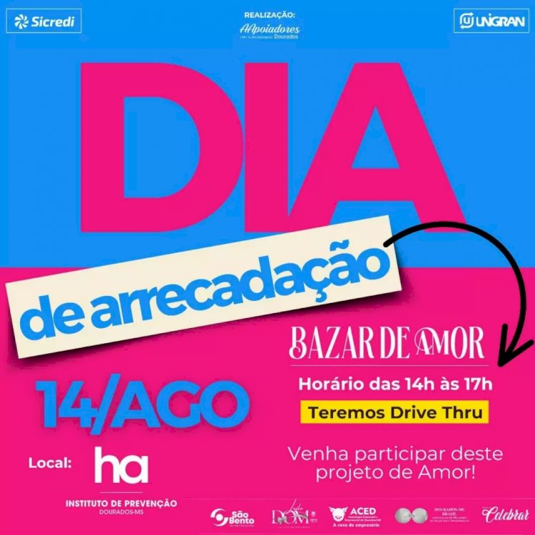 Dourados terá bazar dias 18 e 19 e renda será revertida à construção do Hospital do Amor