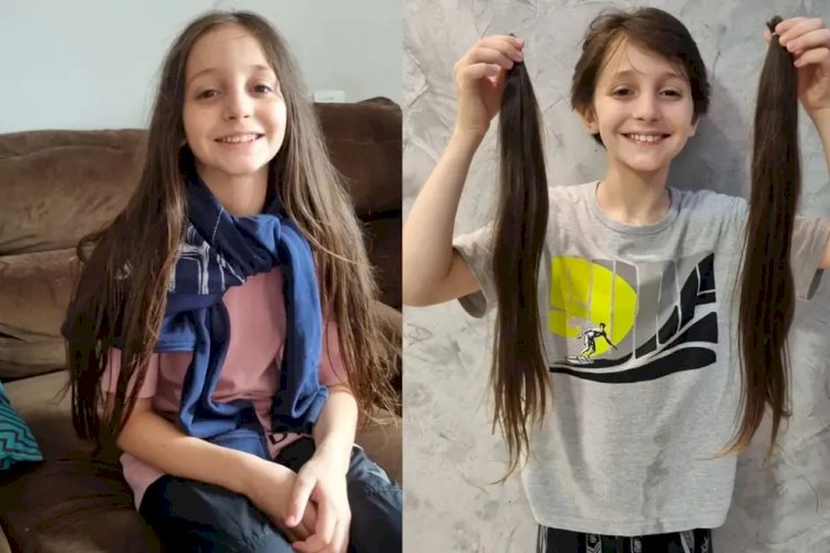 Menino deixa cabelo crescer para doar a 'tia' com câncer; mulher morre, mas ele mantém a promessa