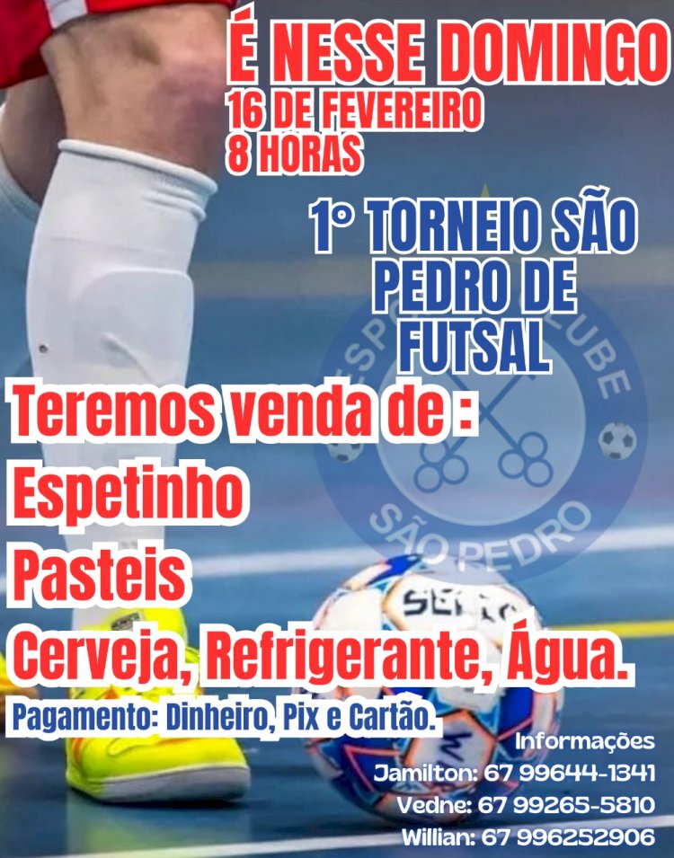 1º Torneio São Pedro de Futsal acontece neste domingo